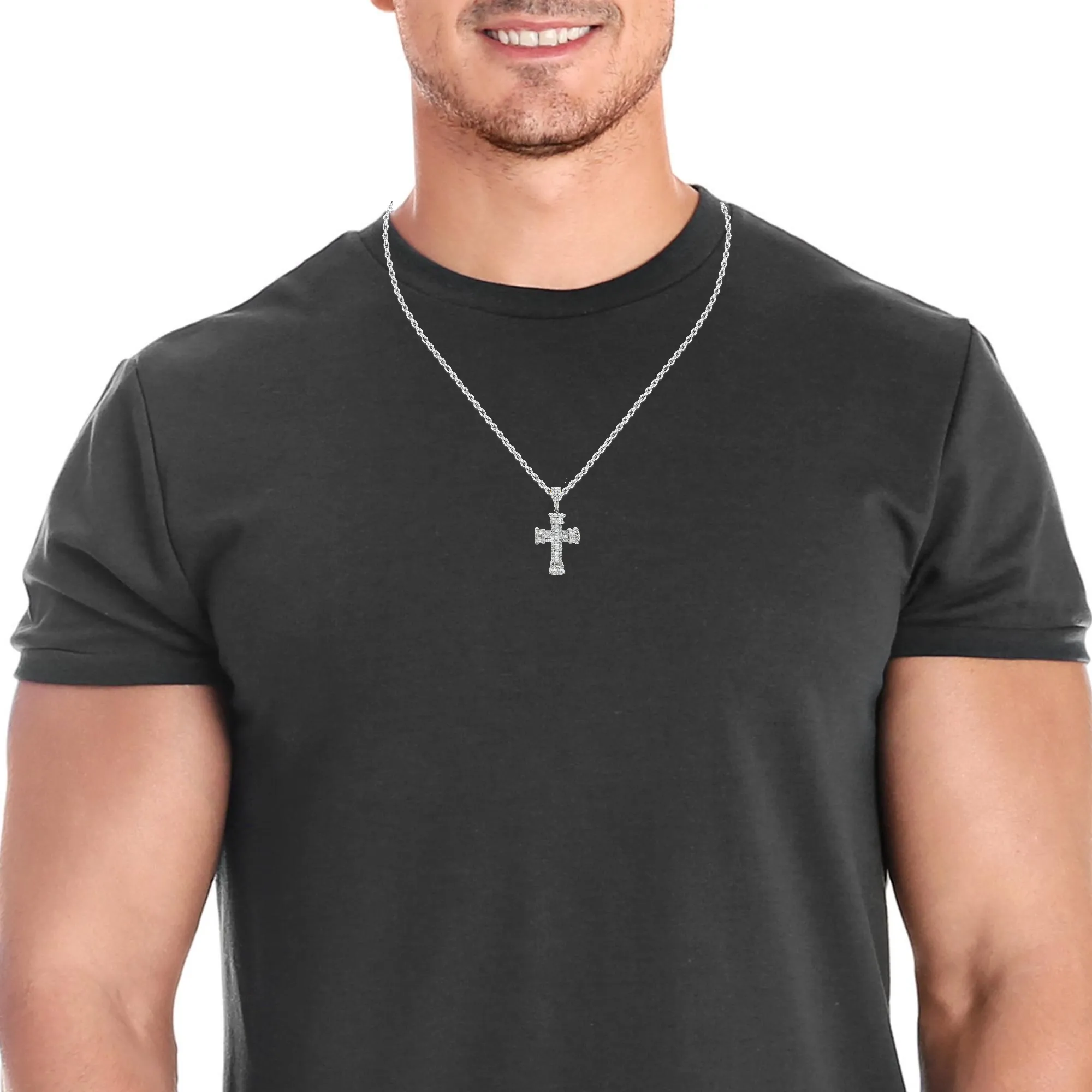 10K White Gold1.75 CTW Diamond Cross Charm