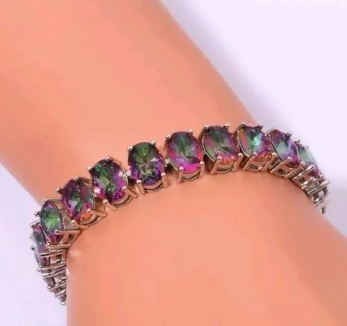 126 Ct.tw  Rainbow Mystic Topaz Tennis Bracelet