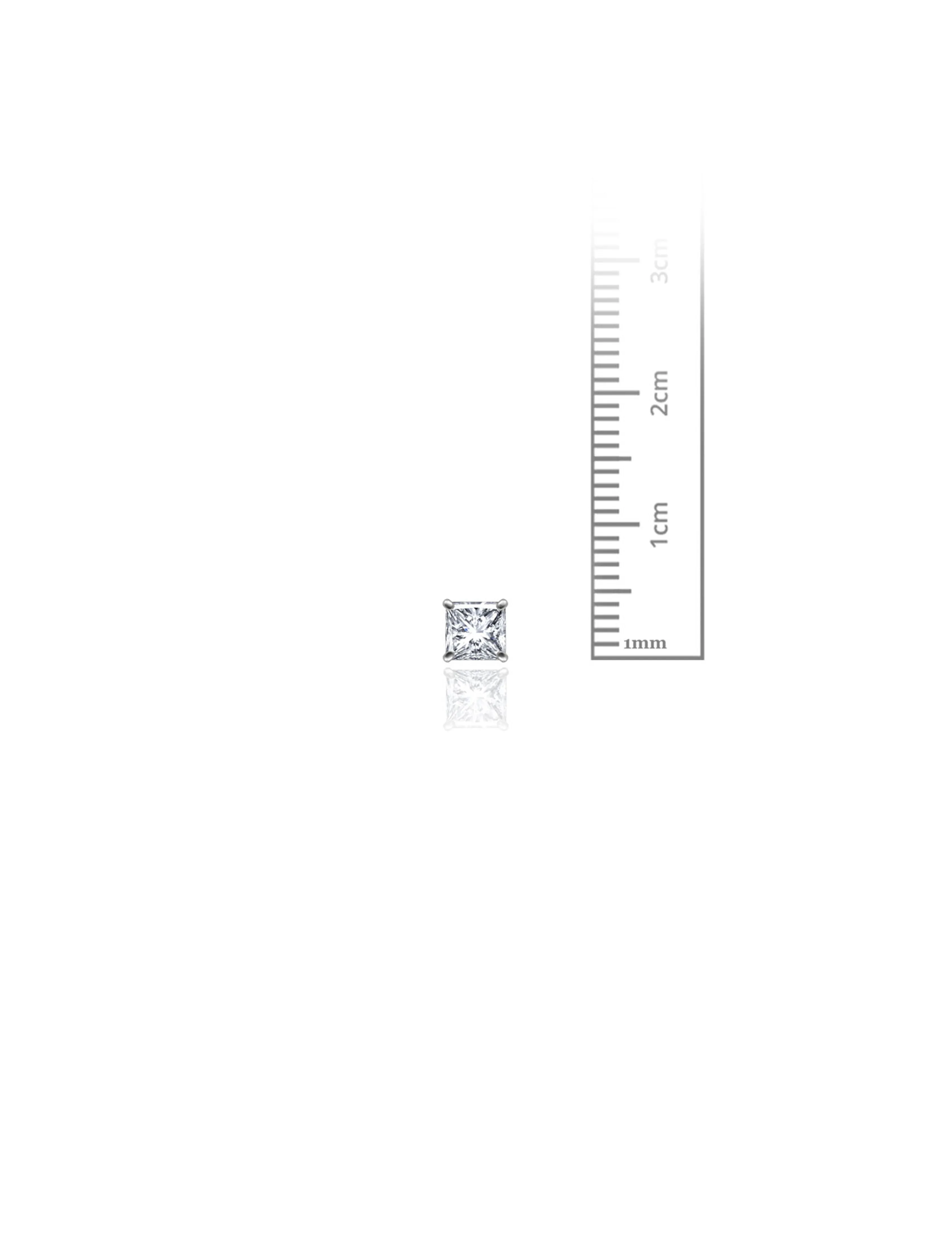 14K White Gold 4MM Square CZ Pushback Stud Earrings