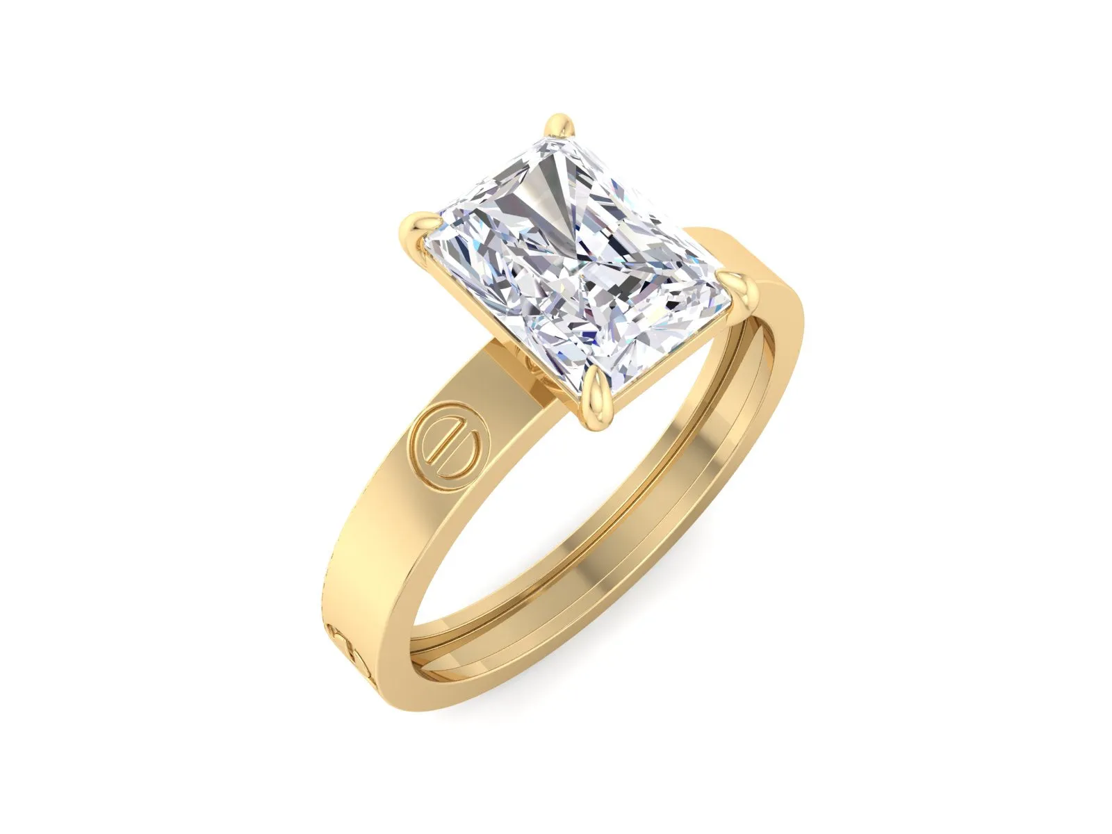1.75CT Radiant Cut Engagement Ring in Solid Yellow 14k/18k Gold