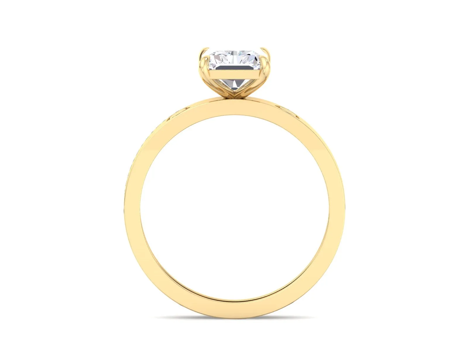 1.75CT Radiant Cut Engagement Ring in Solid Yellow 14k/18k Gold