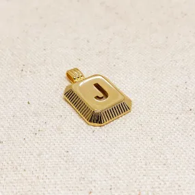 18k Gold Filled Initial Plate Pendant Letter J