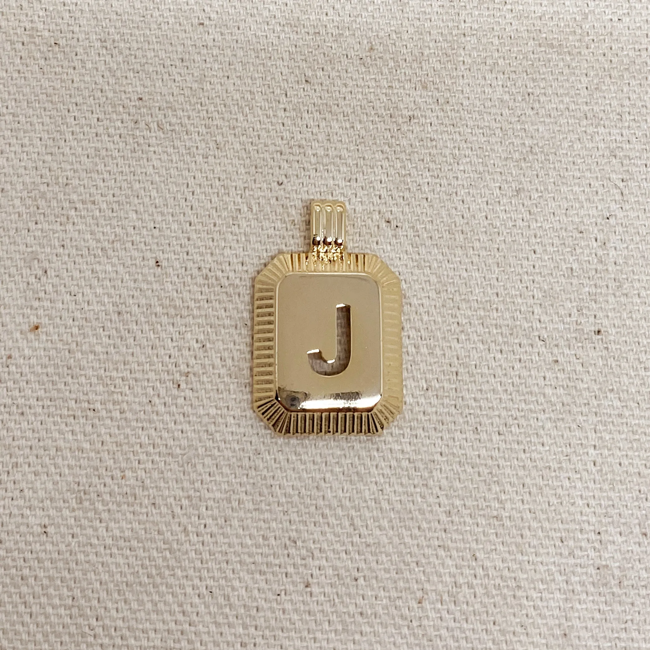 18k Gold Filled Initial Plate Pendant Letter J