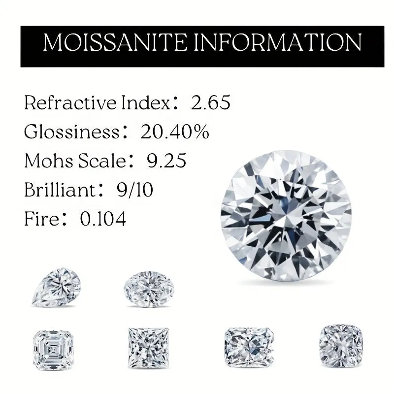 1pc 1-5 Ct Round D Color VVS Moissanite Necklace 1ct 4ct 3ct 5ct Moissanite Necklaces For Men 18K White Gold Plated 925 Silver Certified GIA Moissanite