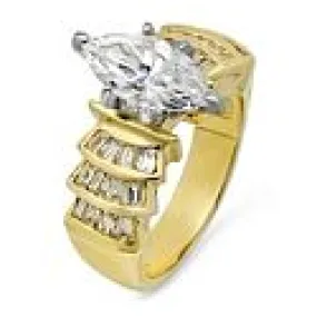 3 Carat Marquise Cubic Zirconia Channel Set Baguettes 14K Yellow Gold 9mm Wide