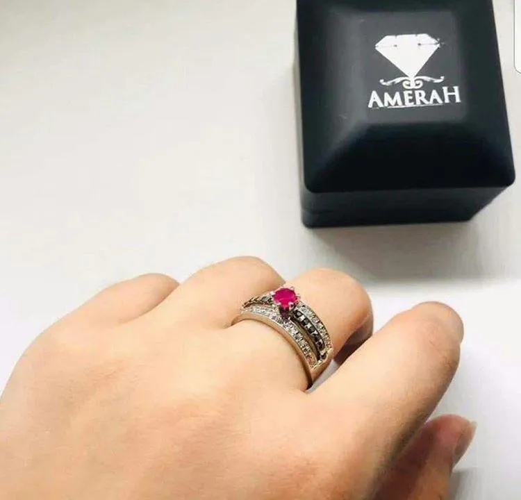 3 Layered Rose Studded Zircon Ring (925 Sterling Silver)