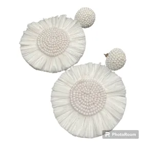 Adorne White Tribal Small Earrings