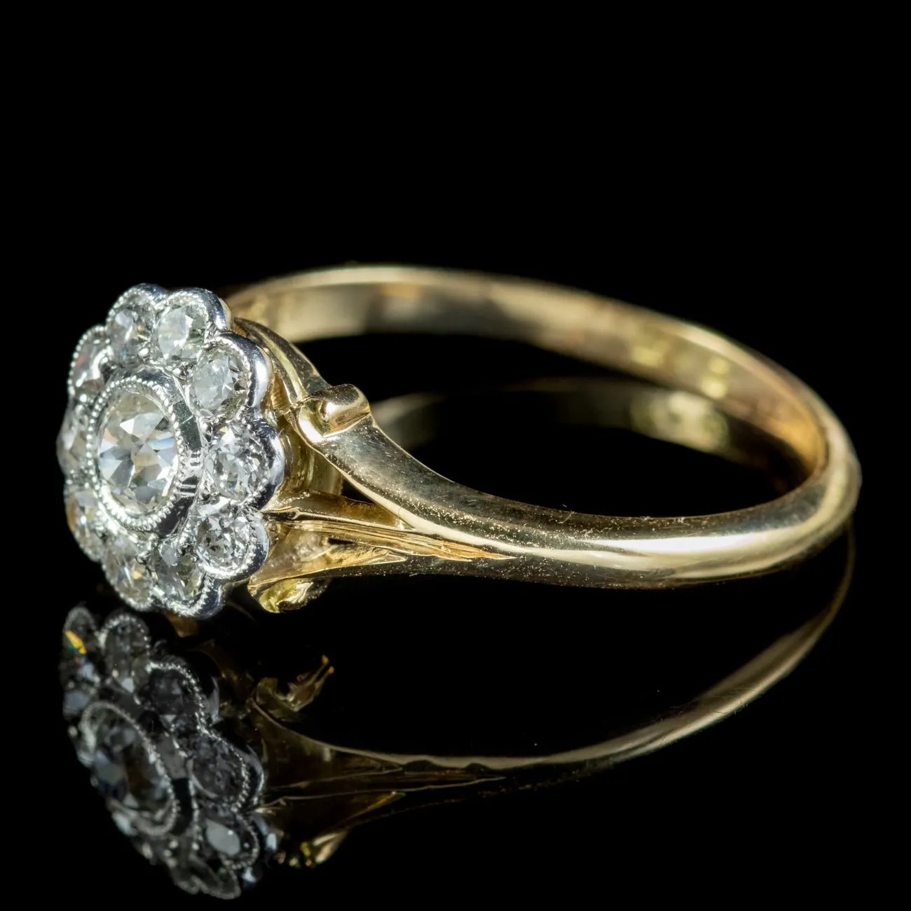 Antique Edwardian Diamond Daisy Cluster Ring 1ct Diamond Circa 1905