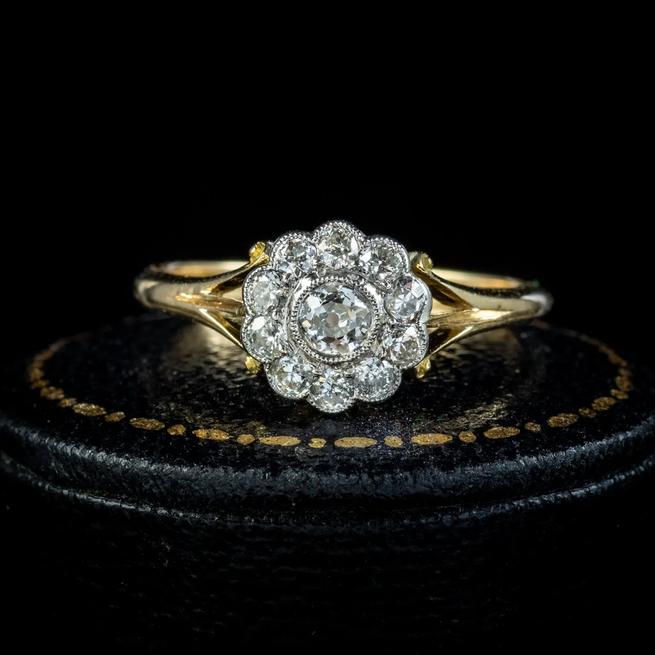 Antique Edwardian Diamond Daisy Cluster Ring 1ct Diamond Circa 1905