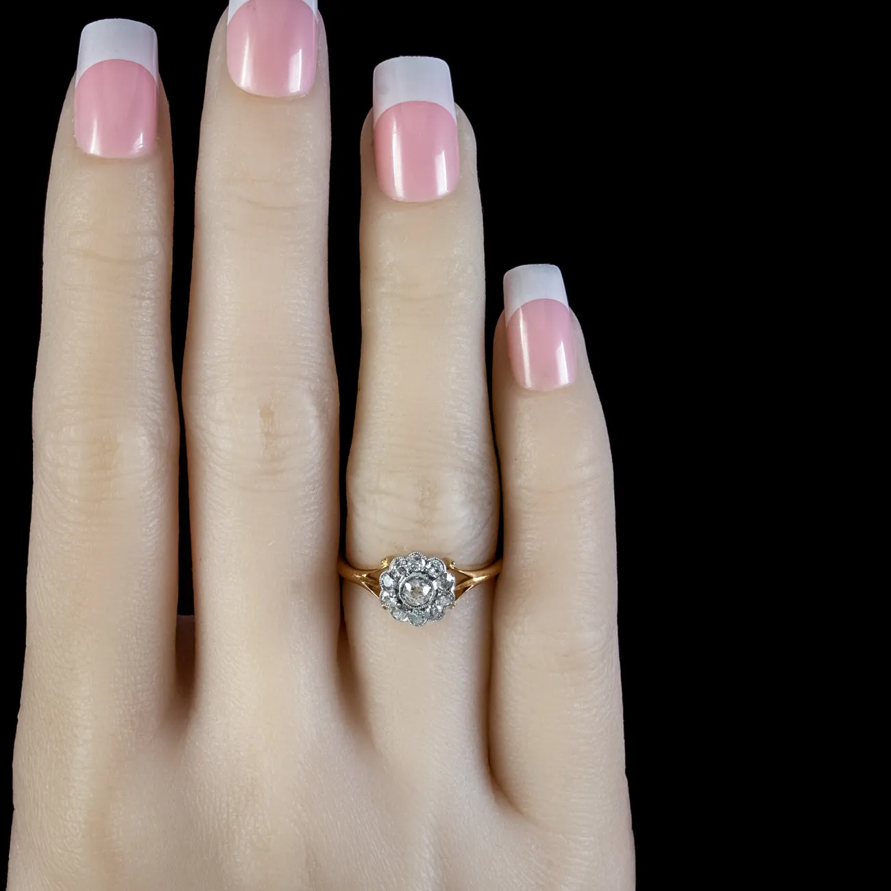 Antique Edwardian Diamond Daisy Cluster Ring 1ct Diamond Circa 1905