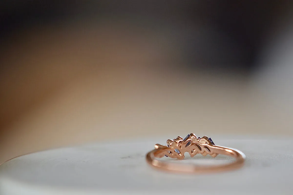 Blue Sapphire Mini Cluster Ring