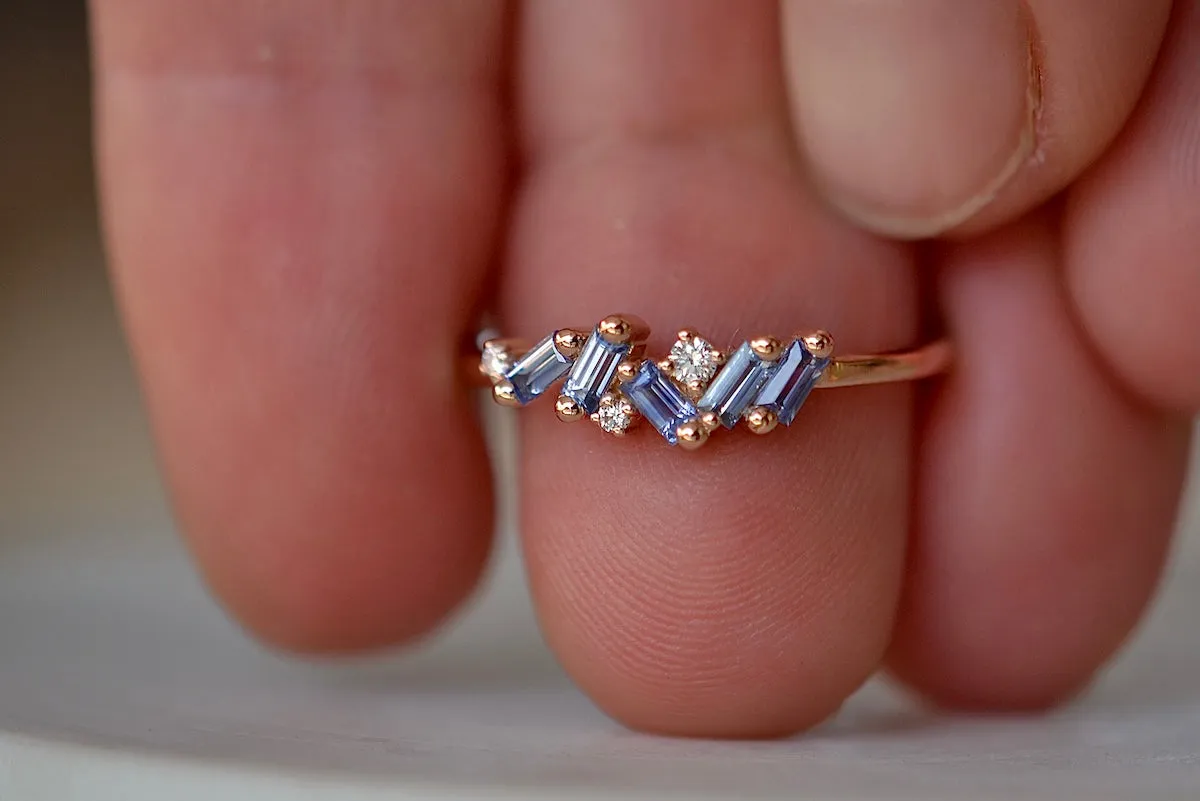 Blue Sapphire Mini Cluster Ring