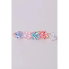 boutique shimmer flower rings, 5pcs