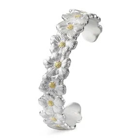 Buccellati - Blossoms Gardenia - Narrow Cuff, Sterling Silver with Gold Accents