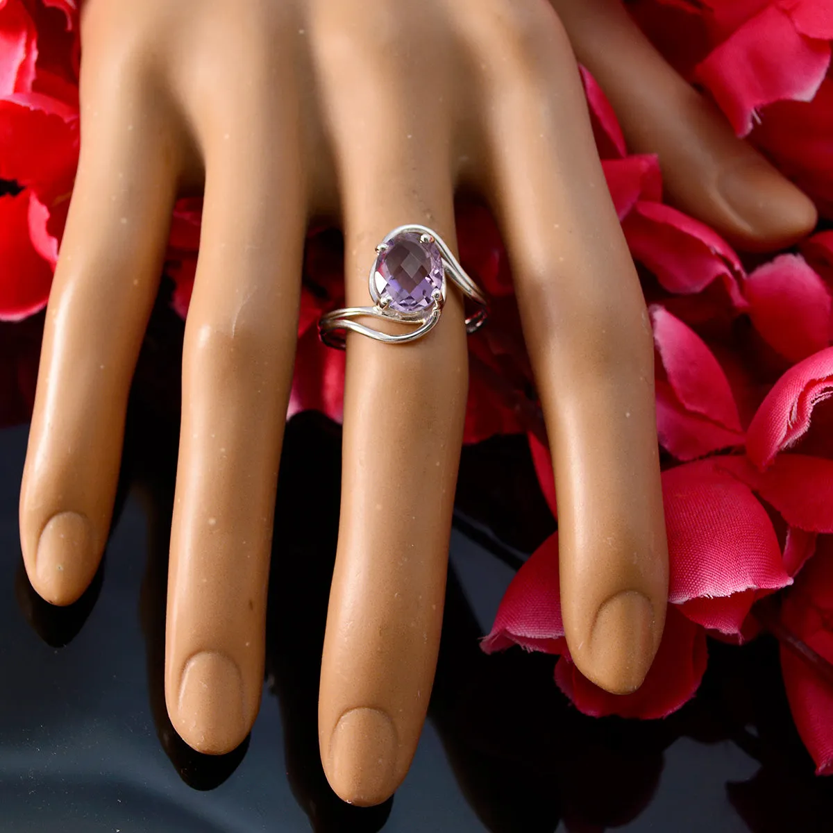 Charming Gemstones Amethyst 925 Sterling Silver Rings Artisan Jewelry
