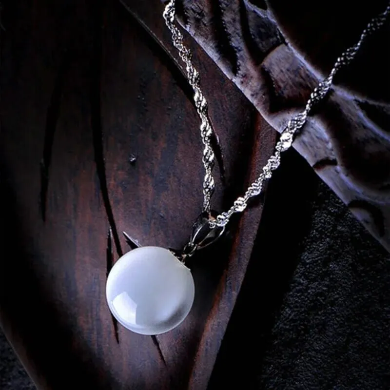 Circle Drop Opal Pendant Necklace