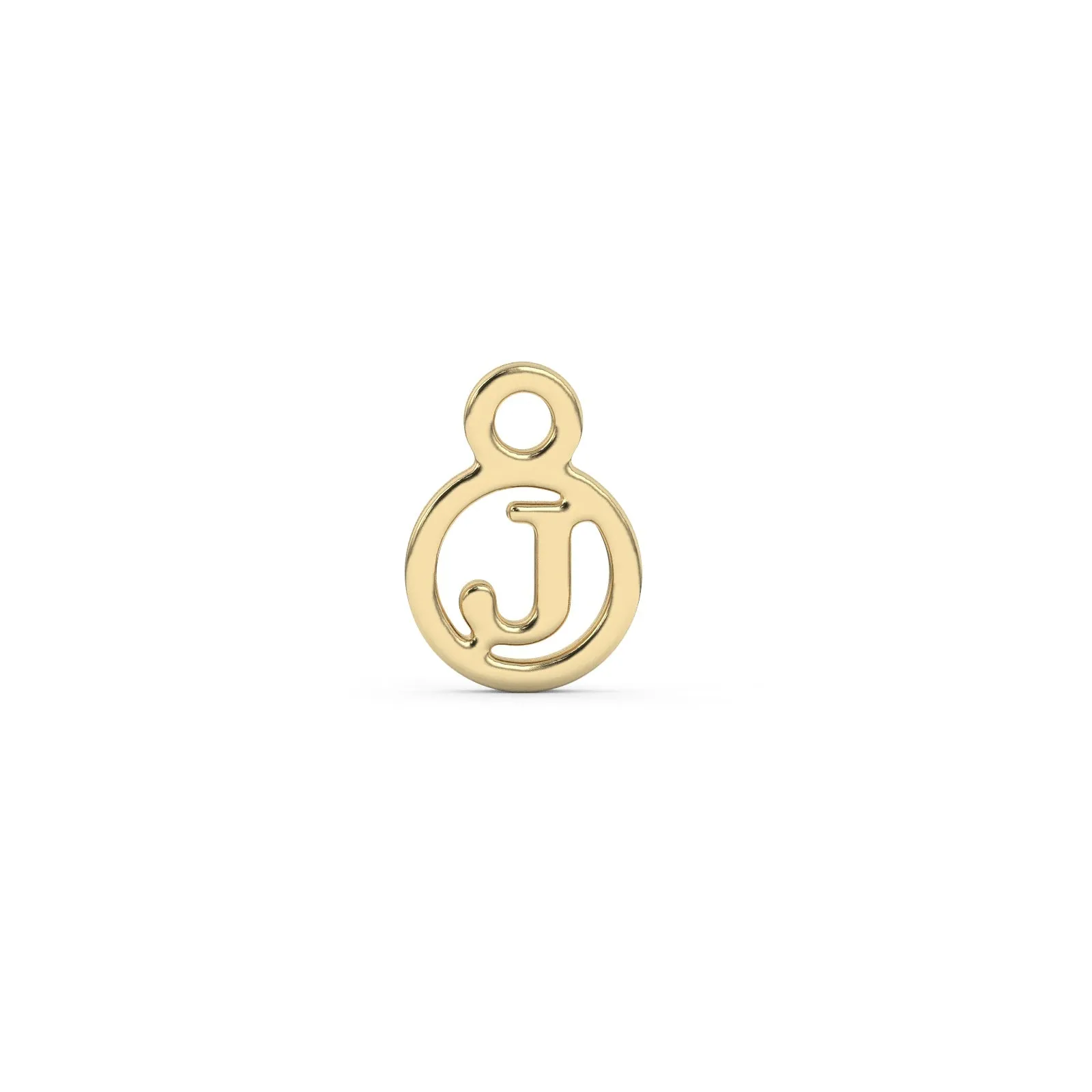 Circle Initial Charm - J | 10k Yellow Gold