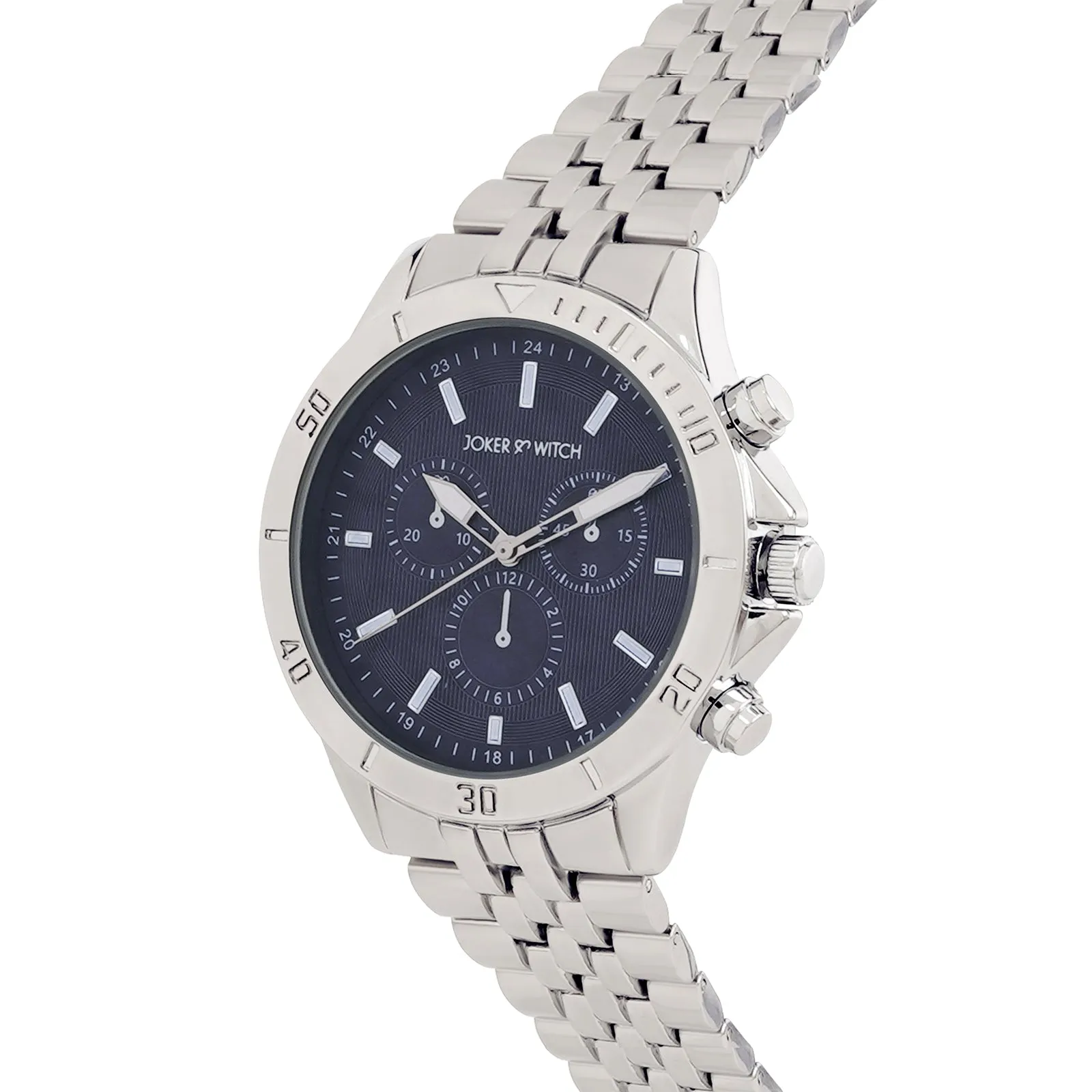 Connery Blue Dial Silver Metallic Strap Watch