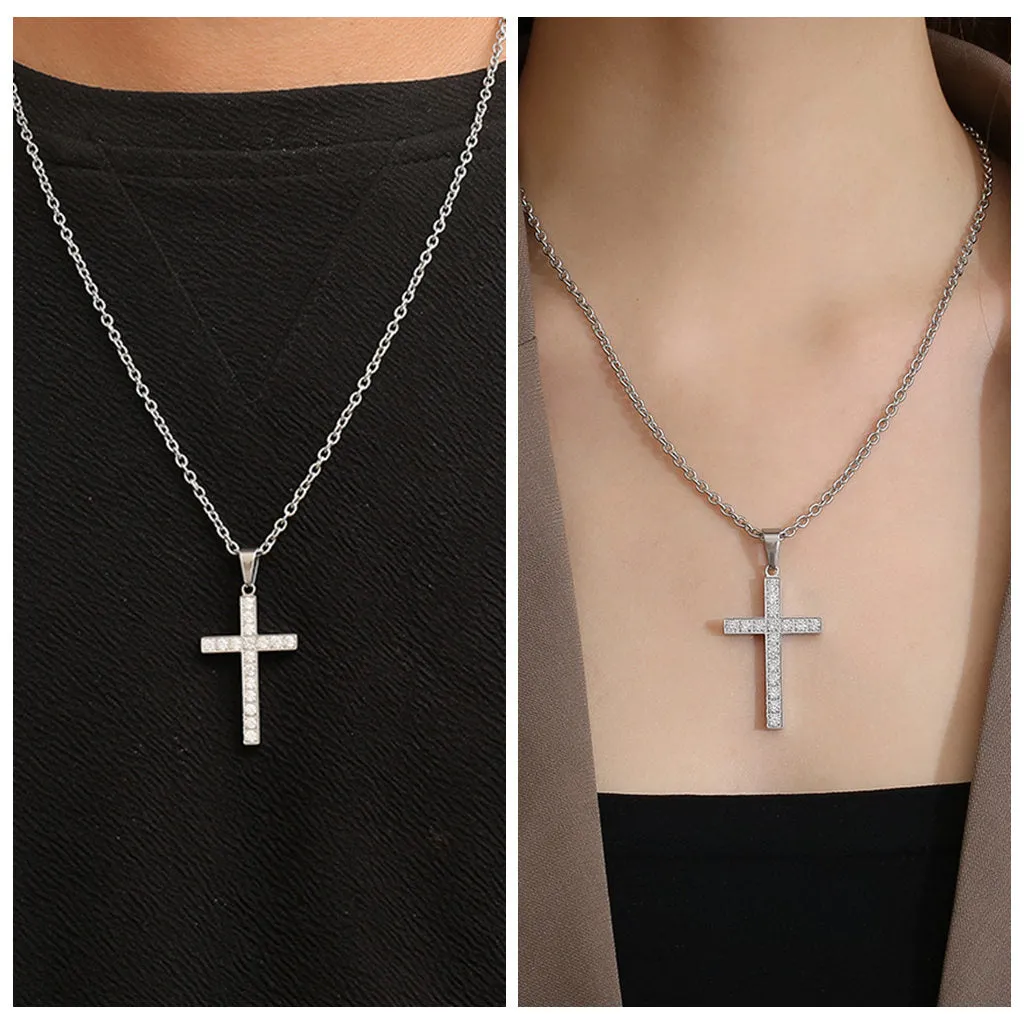 CZ Paved Cross Pendant - Gold