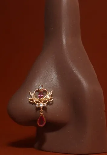 Dangling Gem Moon Heart Wings Nose Stud Piercing Jewelry