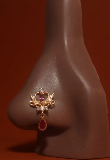 Dangling Gem Moon Heart Wings Nose Stud Piercing Jewelry