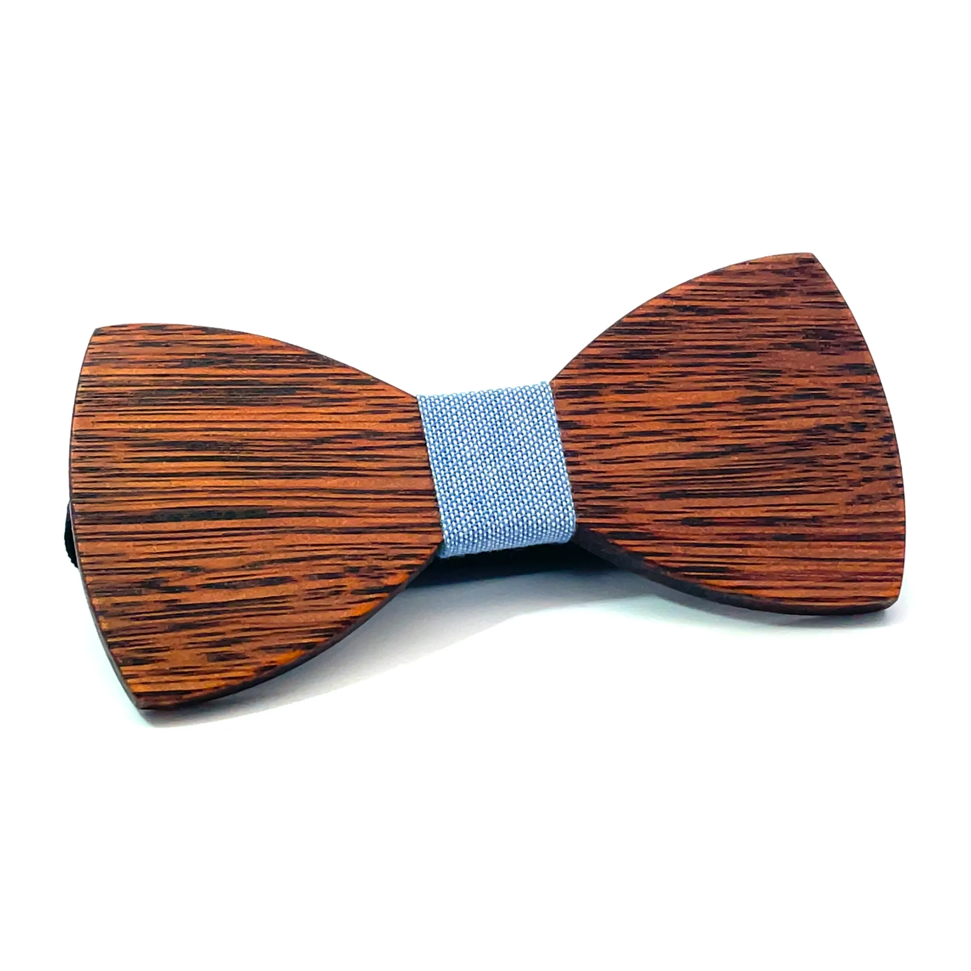 Dark Wood Light Blue Dot Fabric Kids Bow Tie