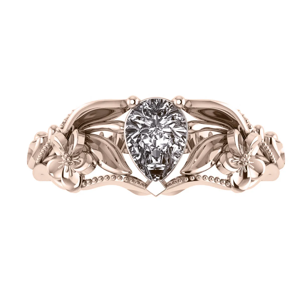 Eloise | floral engagement ring setting for pear cut gemstone 7x5 mm