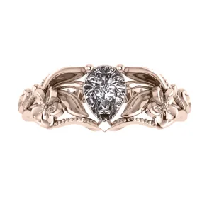Eloise | floral engagement ring setting for pear cut gemstone 7x5 mm