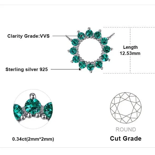 Flower Simulated Emerald Necklace - 925 Sterling Silver
