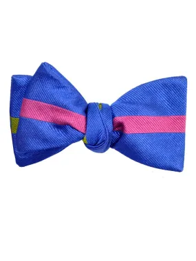 Gene Meyer Silk Bow Tie Royal Blue Pink Stripe Hand  Made In Italy