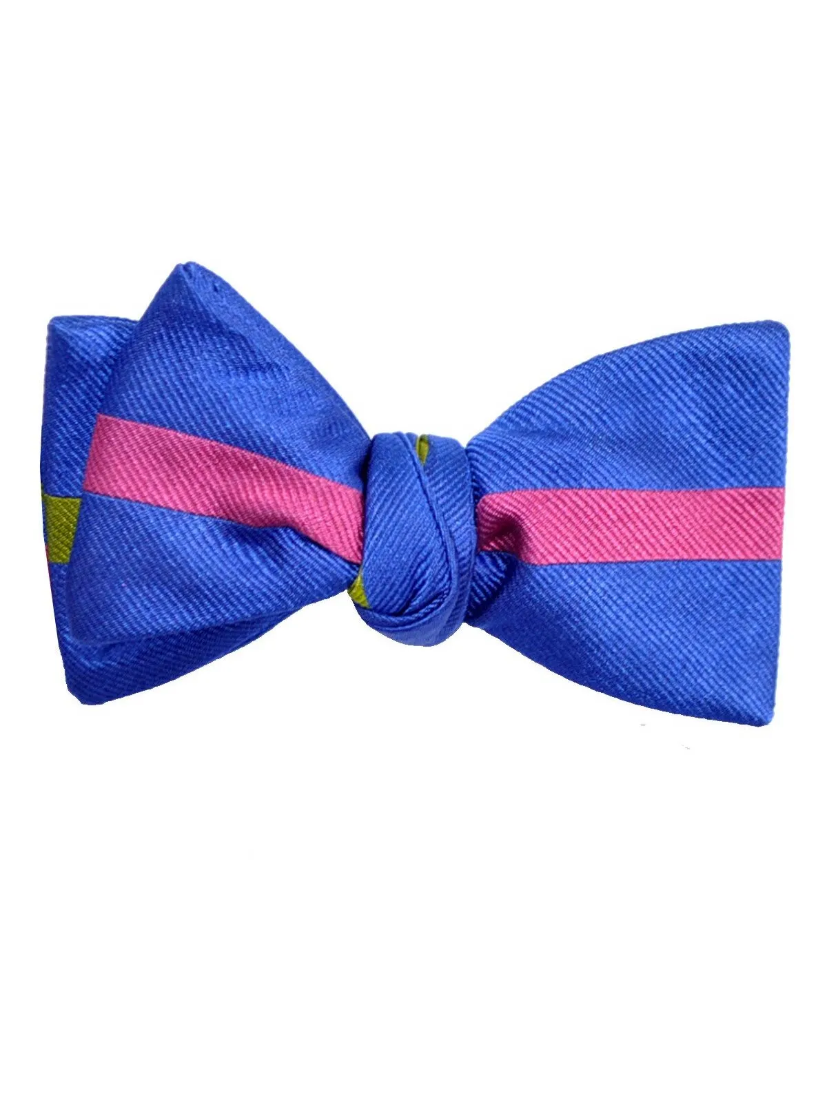Gene Meyer Silk Bow Tie Royal Blue Pink Stripe Hand  Made In Italy