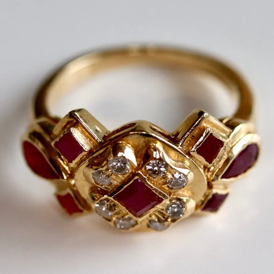 Grand Central 14k Gold, Ruby and Diamond Ring
