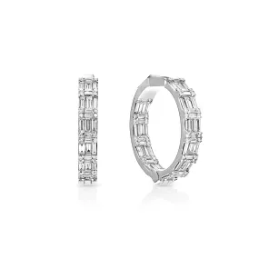 Hailey 5 Carat Combine Mixed Shape Diamond Hoop Earrings for Ladies in 18k White Gold