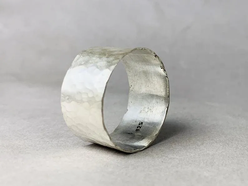 Hammered Band Ring, 925 Silver Ring, Wide Hammered Ring, Sterling Silver Ring, Band Unisex Ring, Statement Ring, Sterling Jewelry