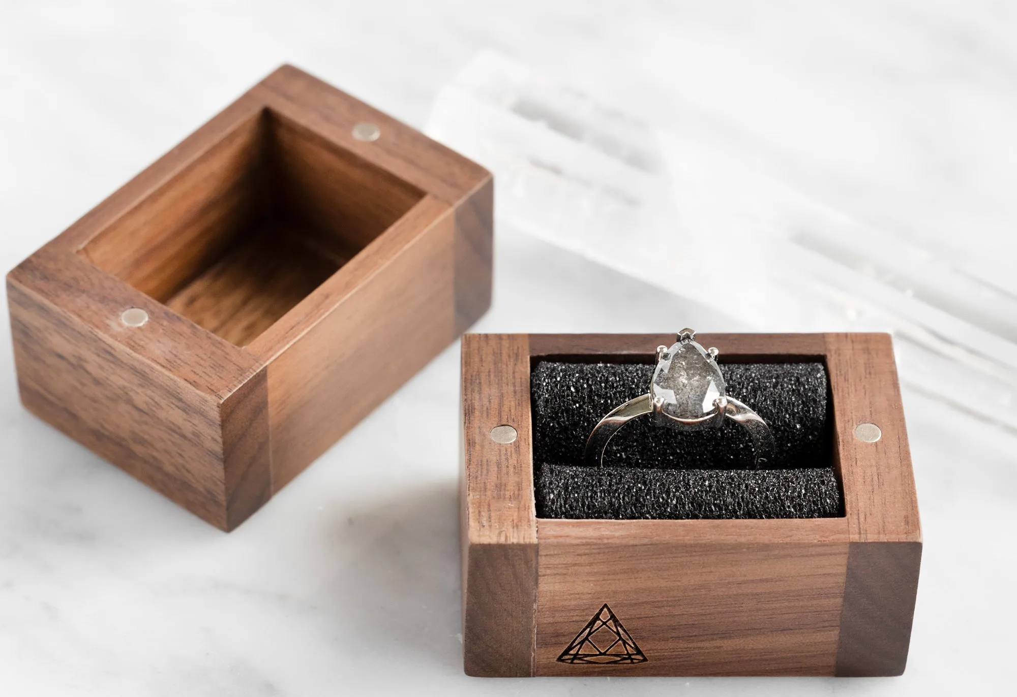Handcrafted Black Walnut Ring Box