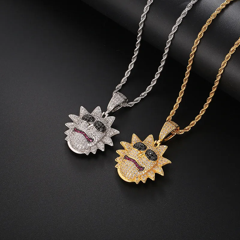 Hip Hop Micro-set Zircon Happy Big Eye Sunflower Pendant