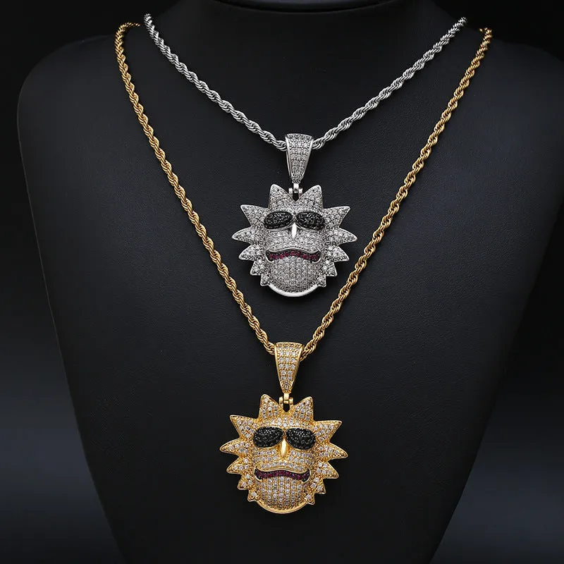 Hip Hop Micro-set Zircon Happy Big Eye Sunflower Pendant