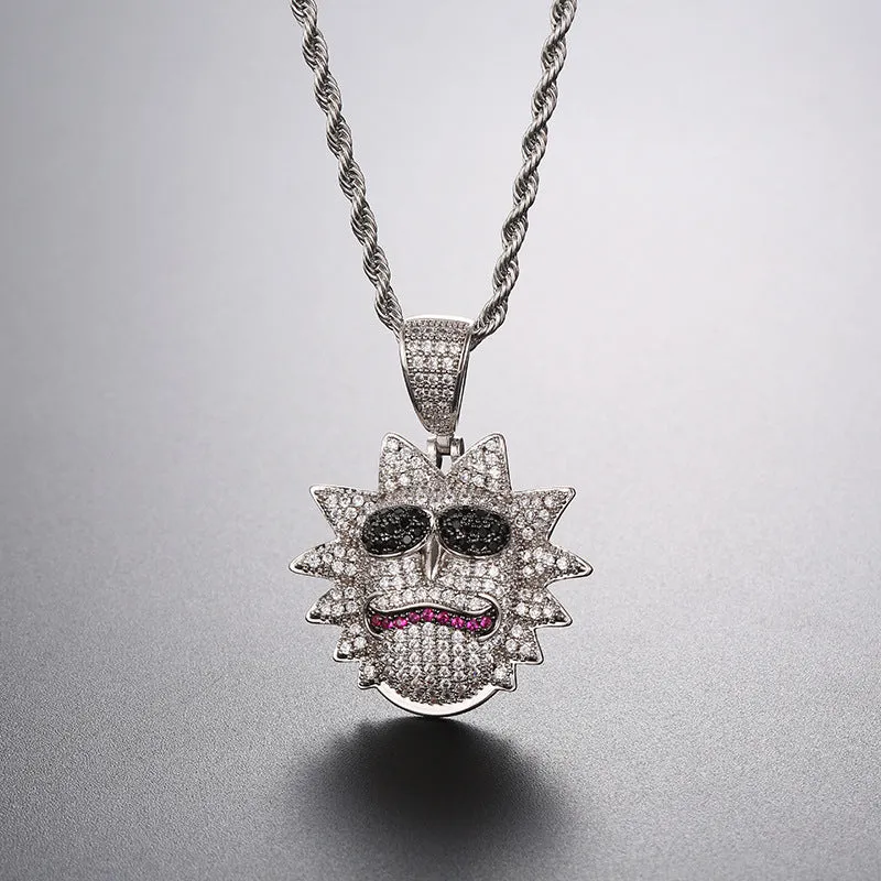 Hip Hop Micro-set Zircon Happy Big Eye Sunflower Pendant