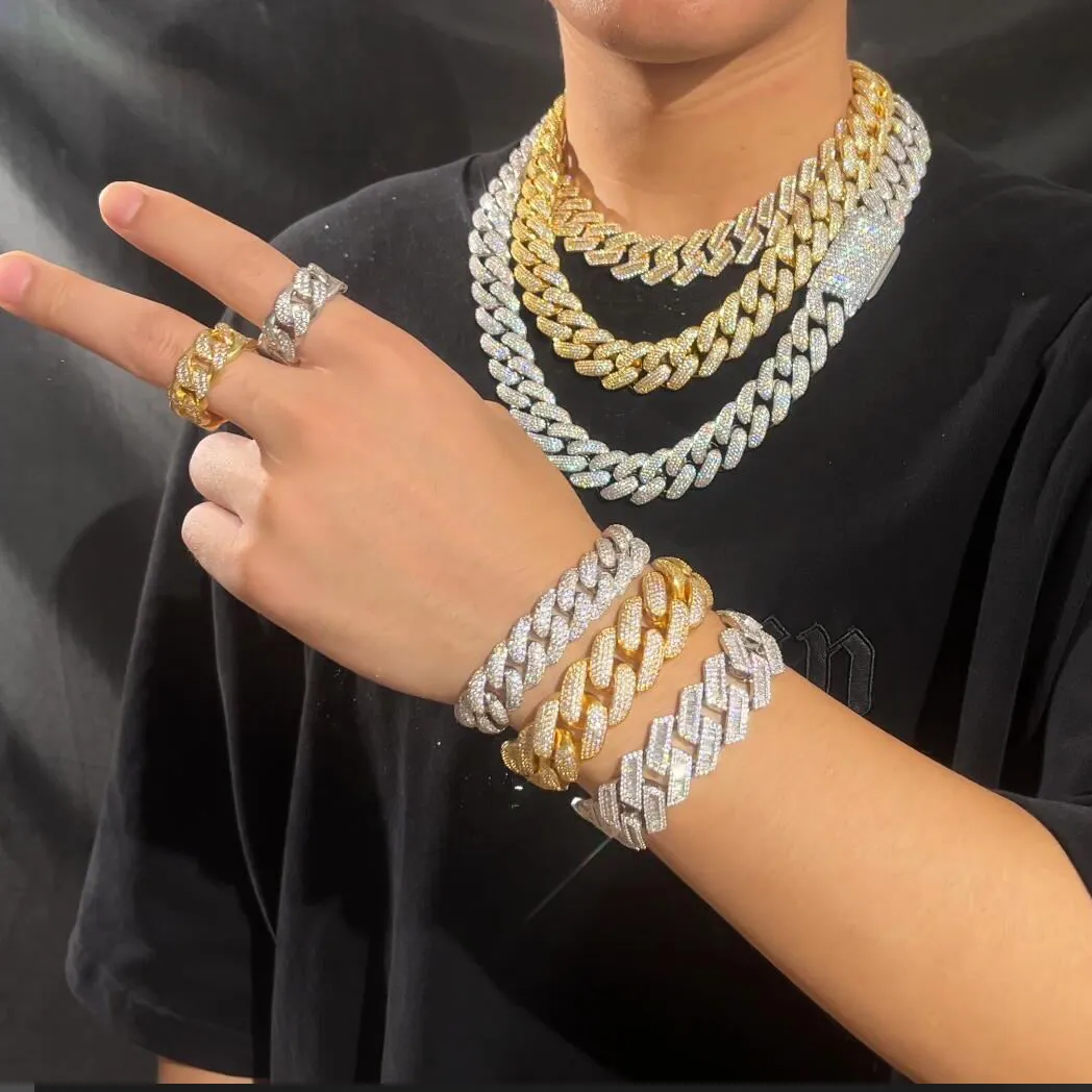 Iced Out Cuban Chain Necklace and Bracelet