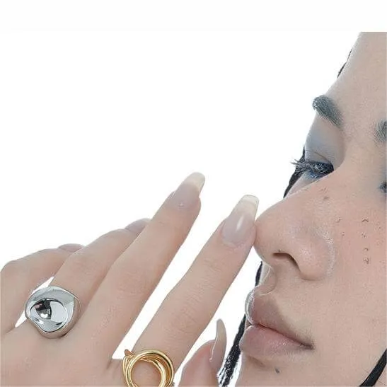 Irregular Silver Geometric Glossy Minimalist Band Ring