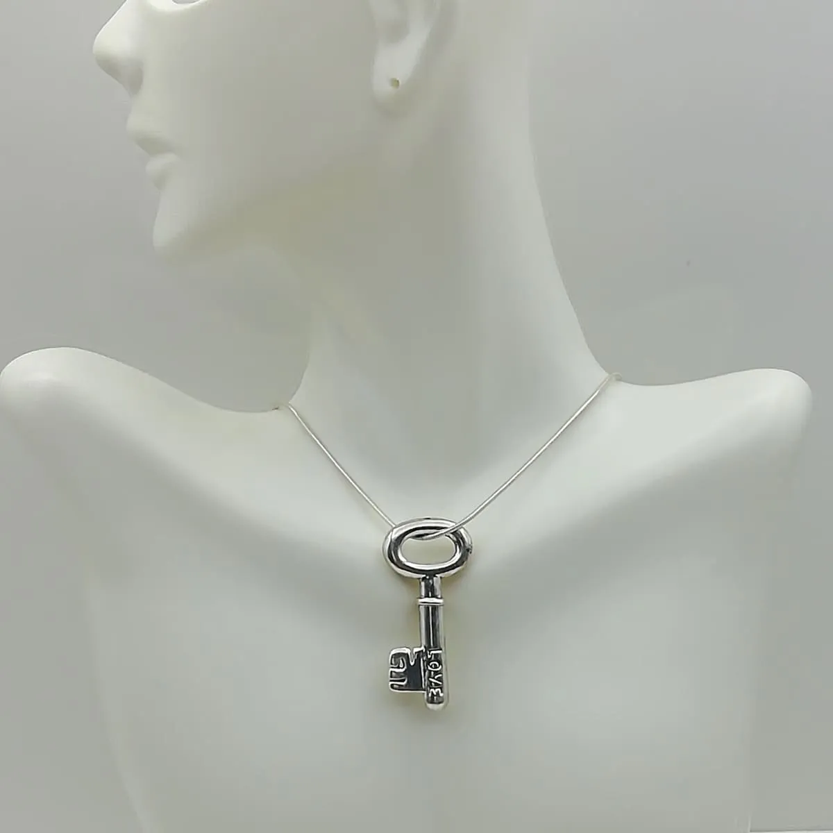 Key to your heart pendant - Silver key pendant - Charm for lovers - Silver charm necklace - PD46