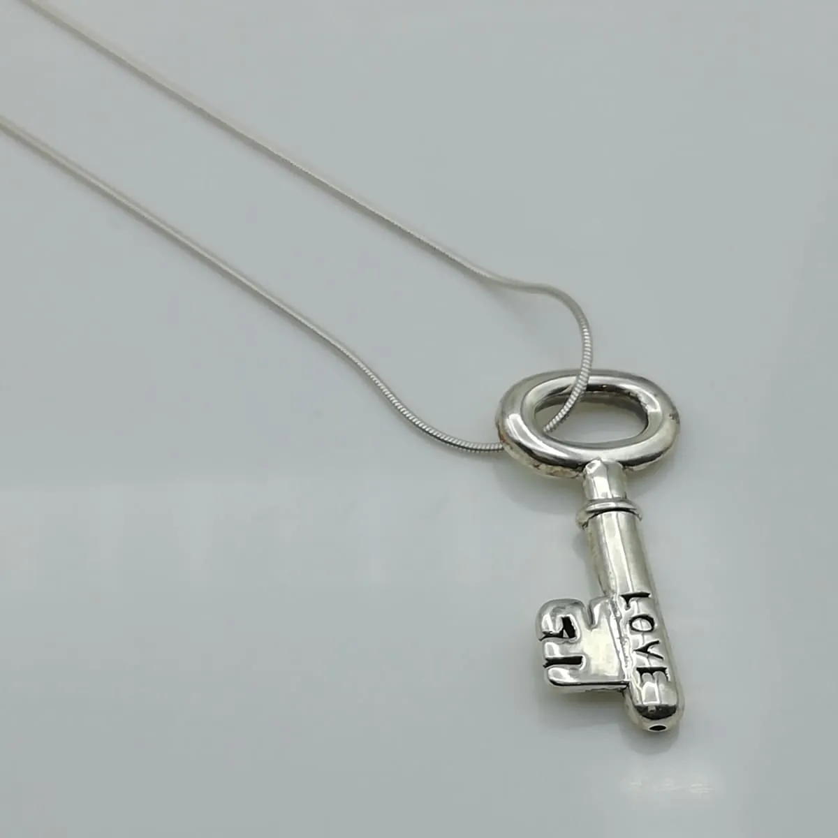 Key to your heart pendant - Silver key pendant - Charm for lovers - Silver charm necklace - PD46