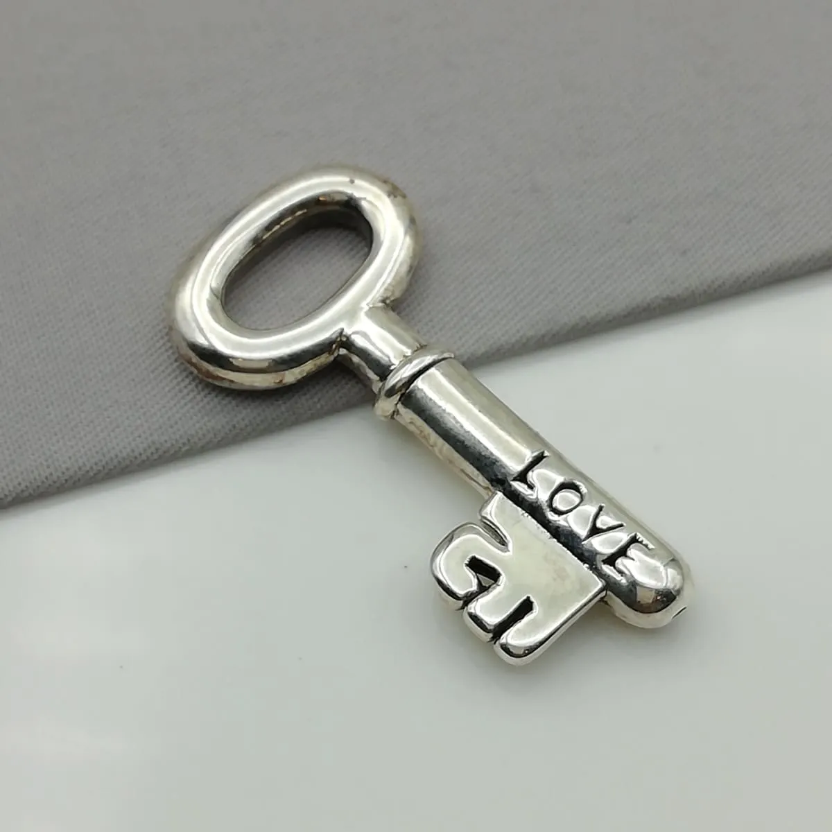 Key to your heart pendant - Silver key pendant - Charm for lovers - Silver charm necklace - PD46
