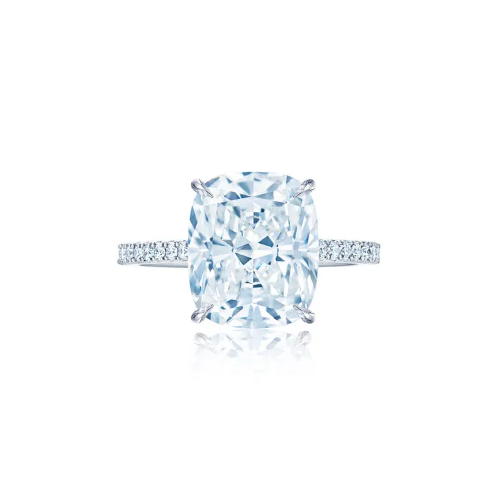 Kwiat Cushion™ Diamond Engagement Ring with a Thin Pavé Diamond Band