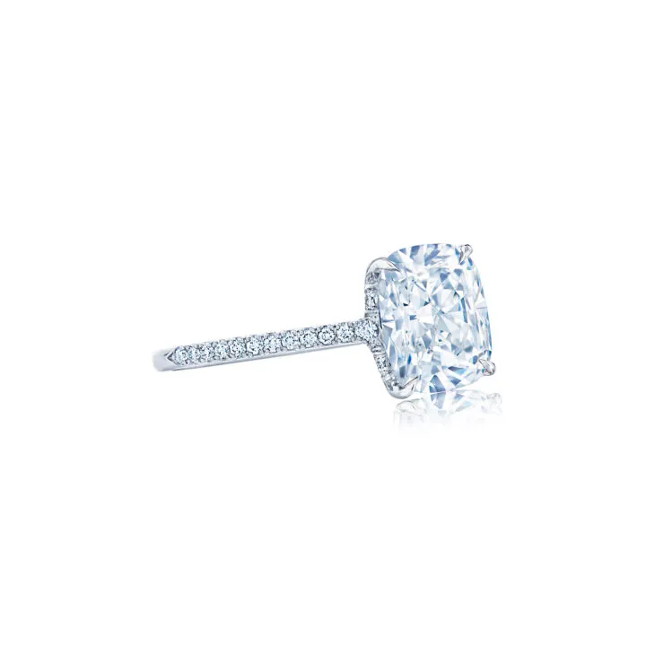 Kwiat Cushion™ Diamond Engagement Ring with a Thin Pavé Diamond Band