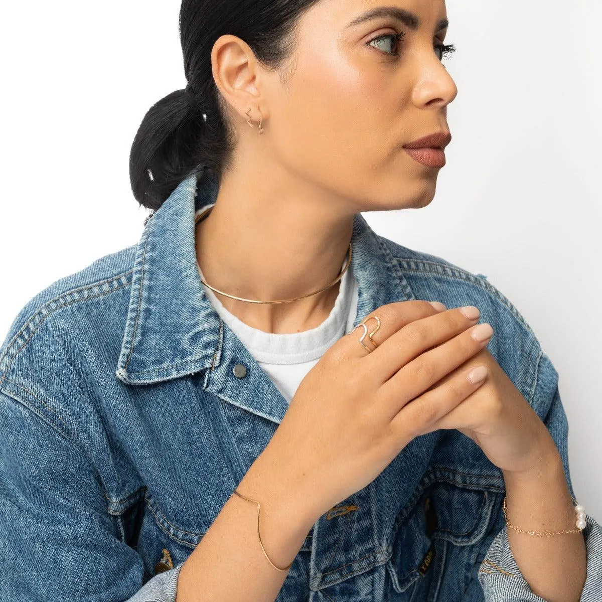 Lara Hammered Ring in Brass