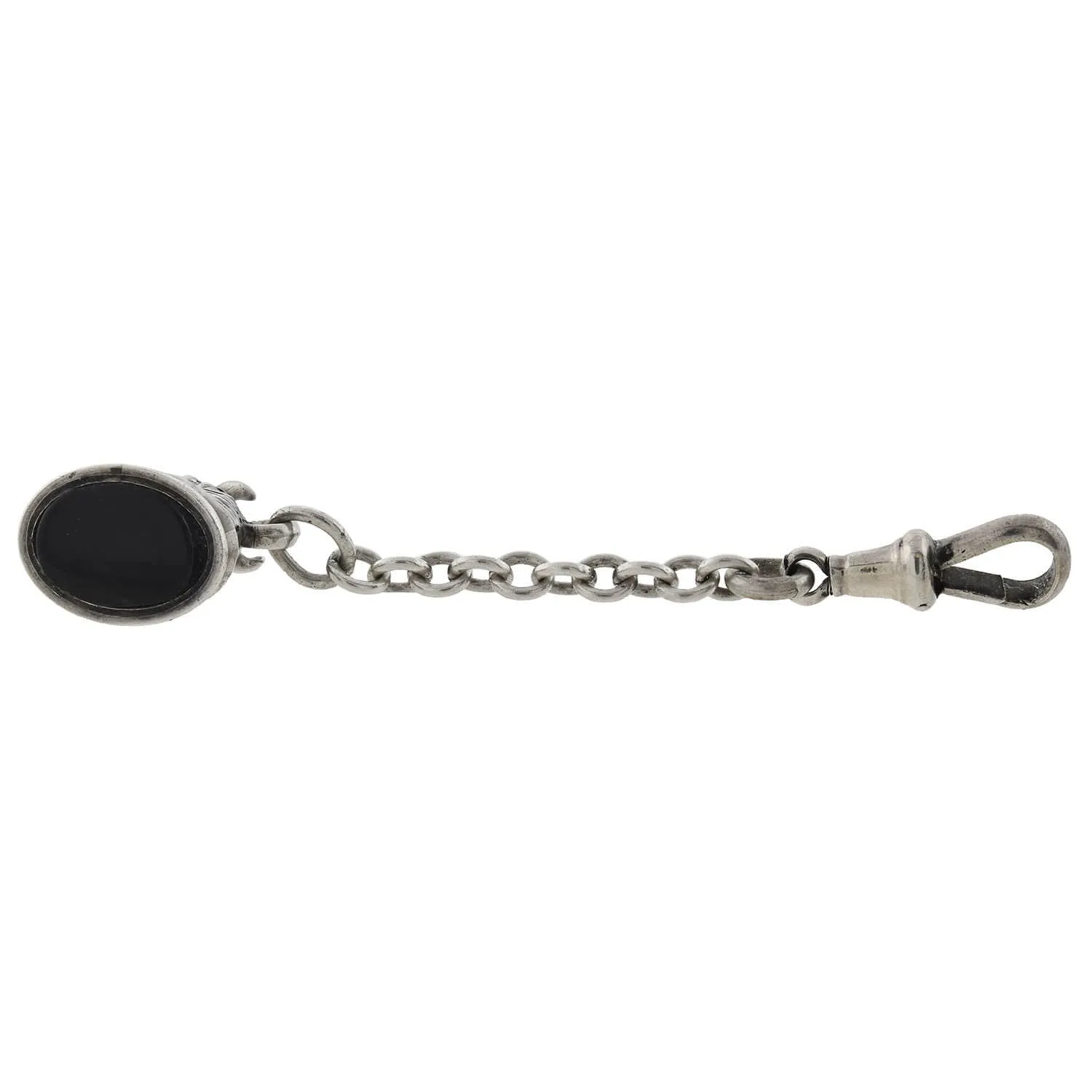 Late Victorian Sterling   Onyx Figural Horse Head Fob