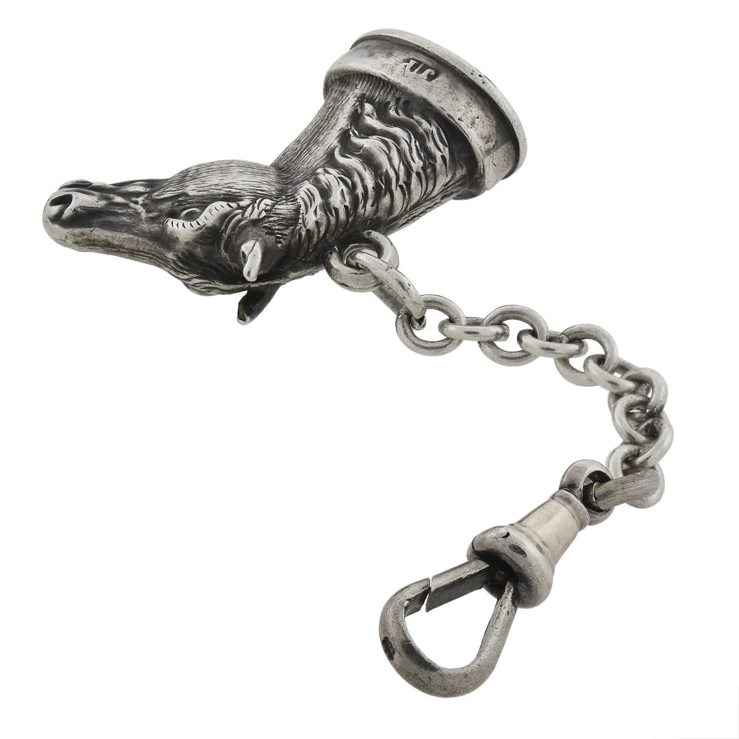 Late Victorian Sterling   Onyx Figural Horse Head Fob