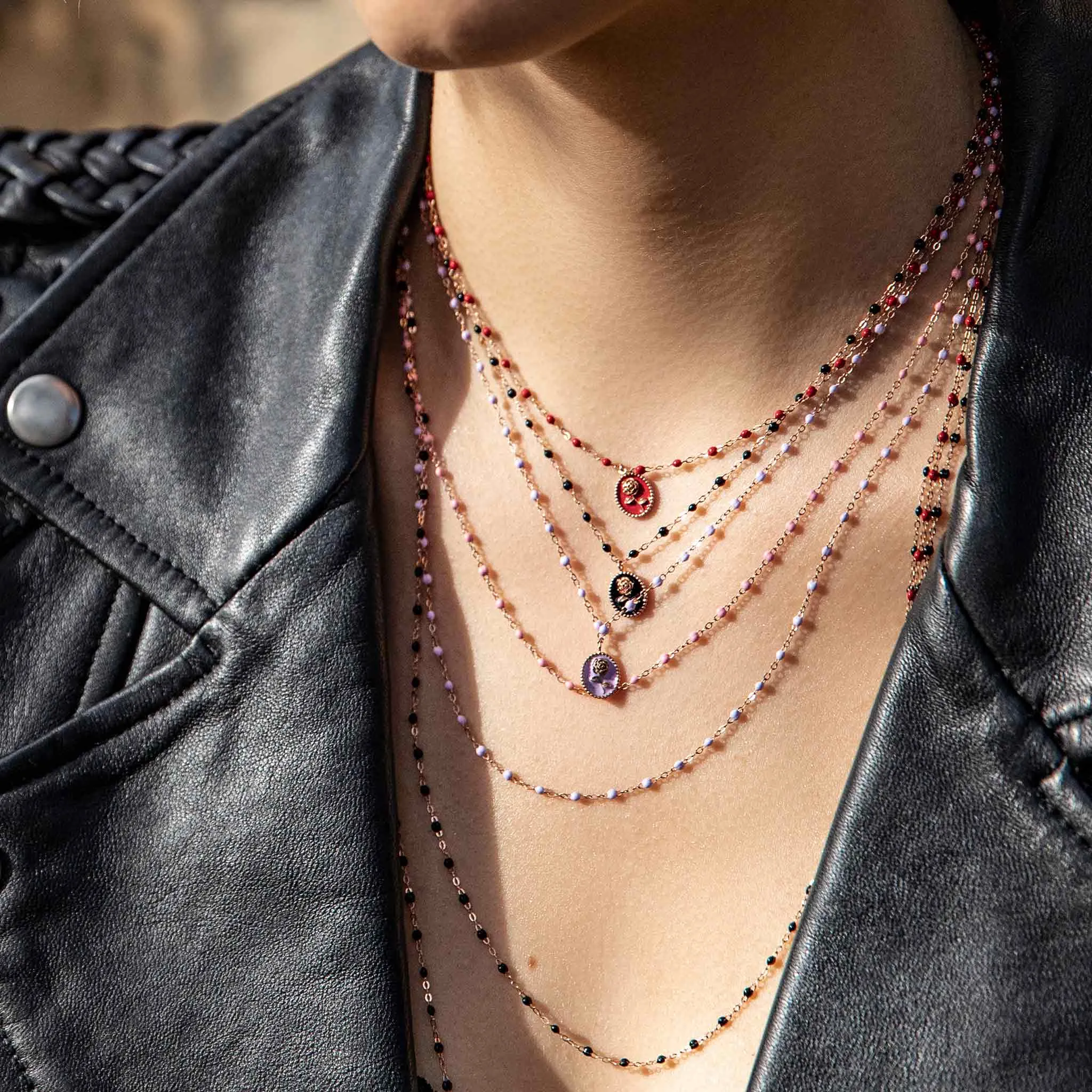 Lilac Rose Necklace, Rose Gold, 16.5"