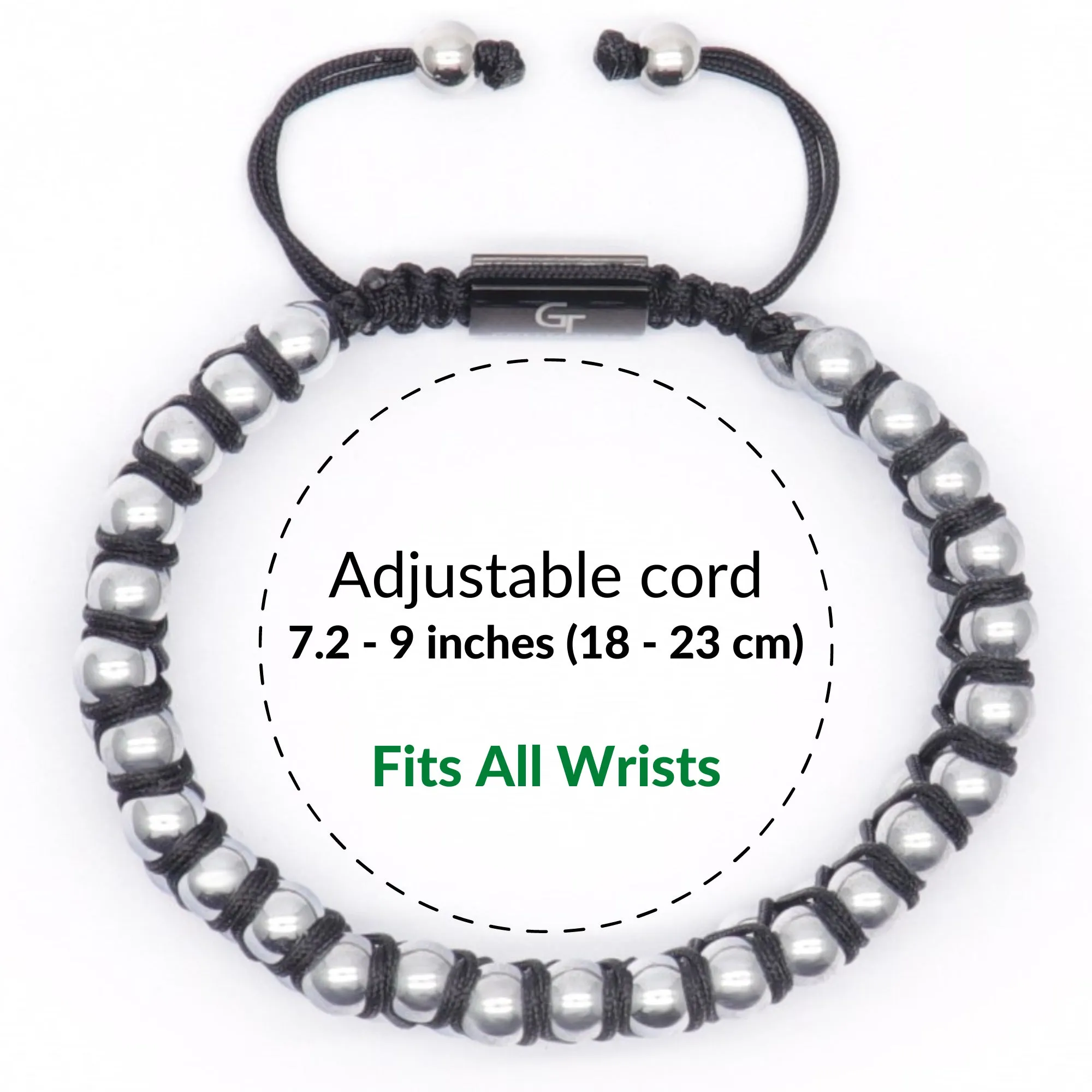 Men's HEMATITE Double Bead Bracelet - One Size Fits All